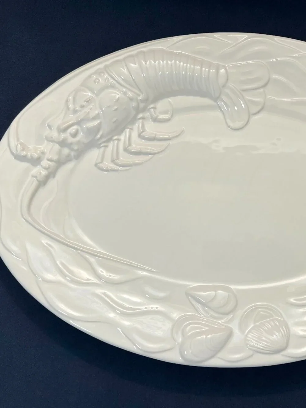 Vintage - A. Santos / Portugal Large Oval Lobster Serving Platter - White - EUC